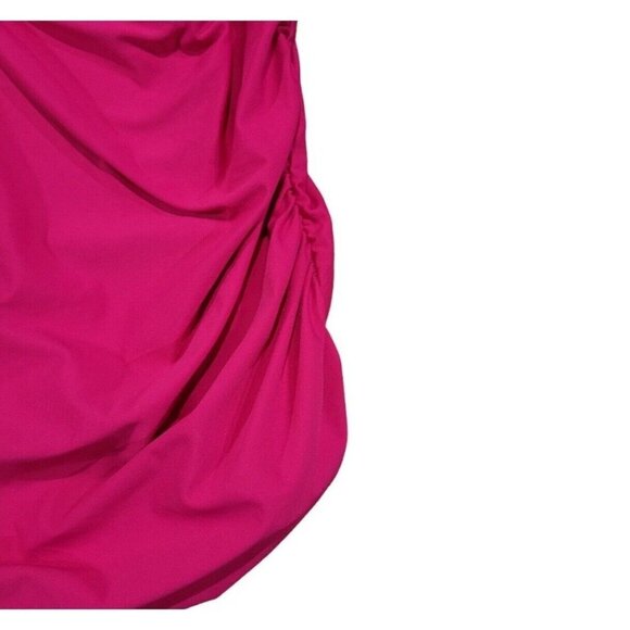 Birdsong Plus Size 20W‎ Hibiscus Shirred Ruched Underwire Tankini Swim Top Pink - Picture 8 of 12